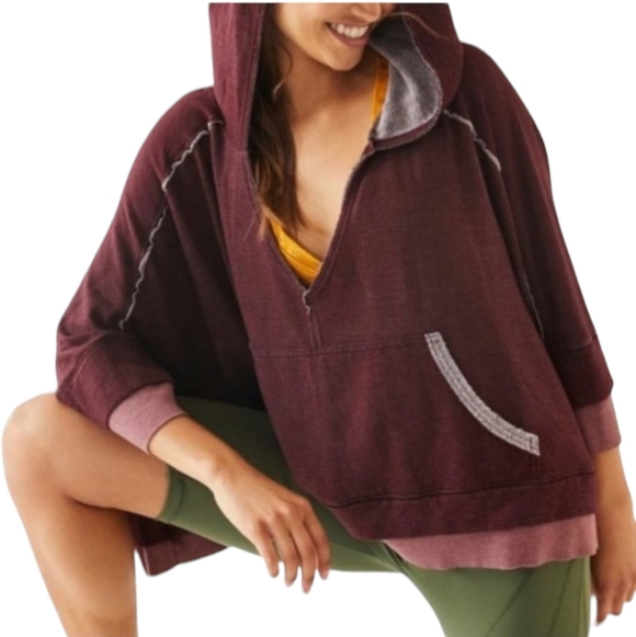 FREE PEOPLE MOVEMENT NWT Bonfire Hoodie XS in Fig Jam - Picture 3 of 4